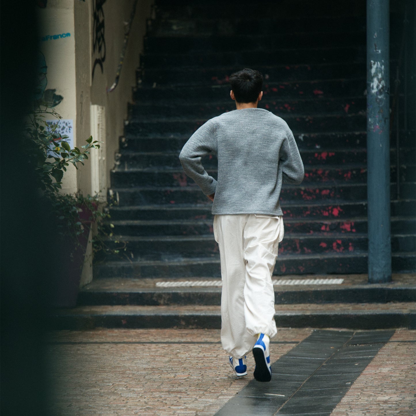 C1003 Ribbed Sweatshirt リブスウェットシャツ (グレー)