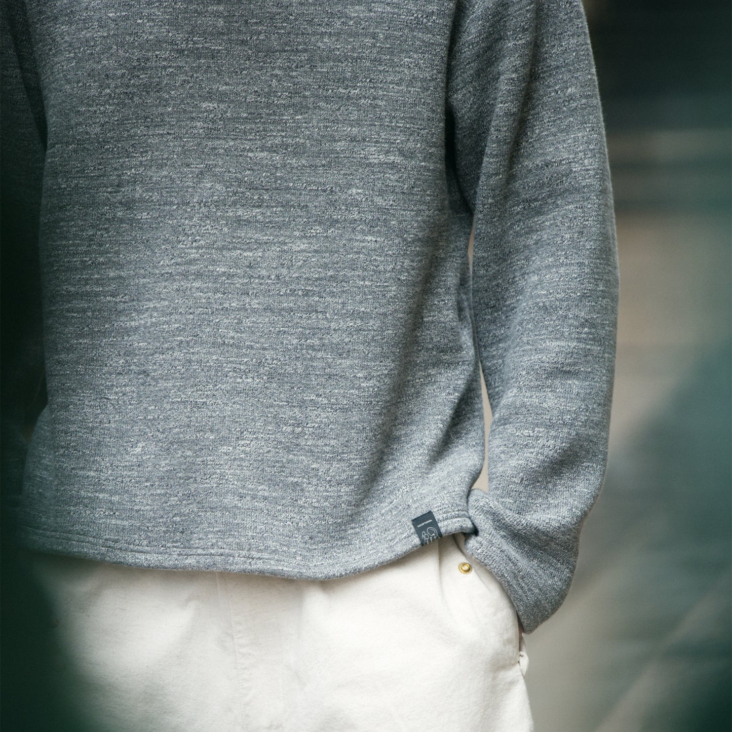 C1003 Ribbed Sweatshirt リブスウェットシャツ (グレー)