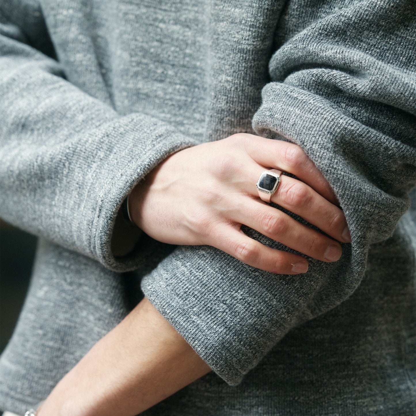 C1003 Ribbed Sweatshirt リブスウェットシャツ (グレー)