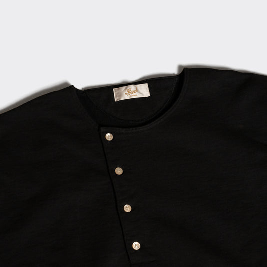 C1011 Henley Sweatshirt (Black) ヘンリースウェットシャツ (ブラック)