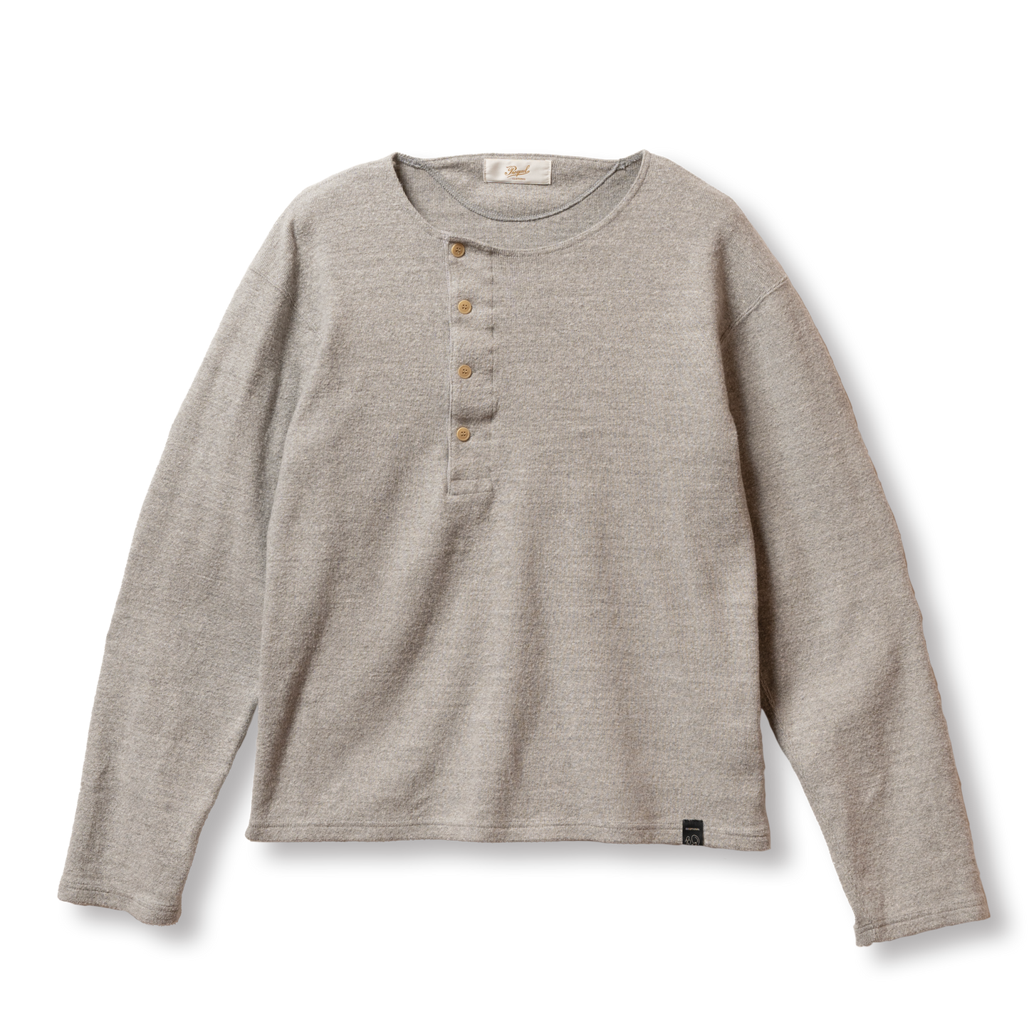 C1008 Henley Cotton Rib L/S T-Shirt (Gray) ヘンリーロングTシャツ (グレー)