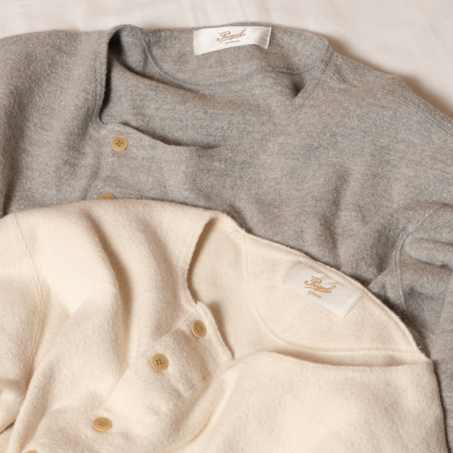 C1008 Henley Cotton Rib L/S T-Shirt (Gray) ヘンリーロングTシャツ (グレー)