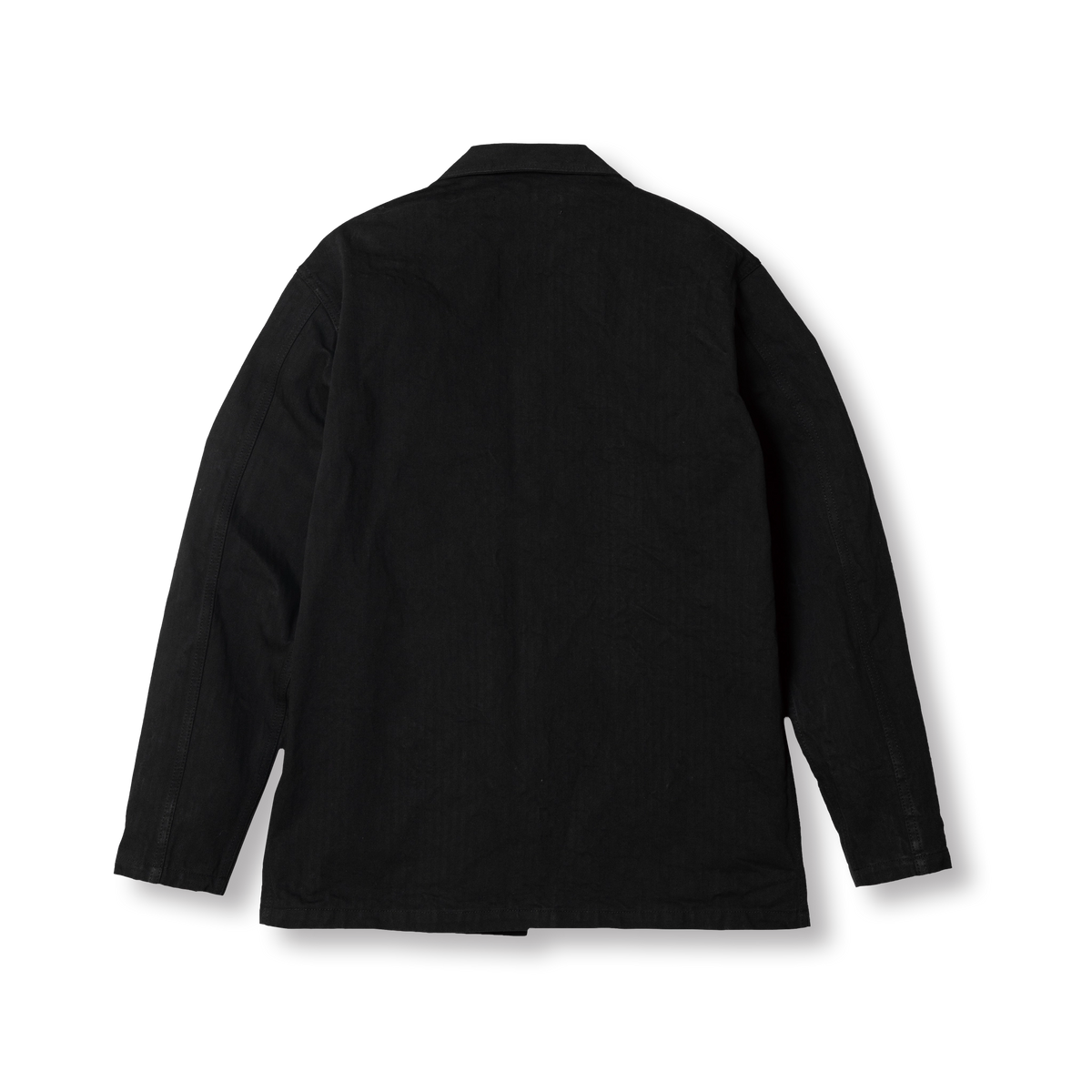 PREQUEL J1019A black Off-Duty Jacket, back view showing long sleeves and a relaxed silhouette.