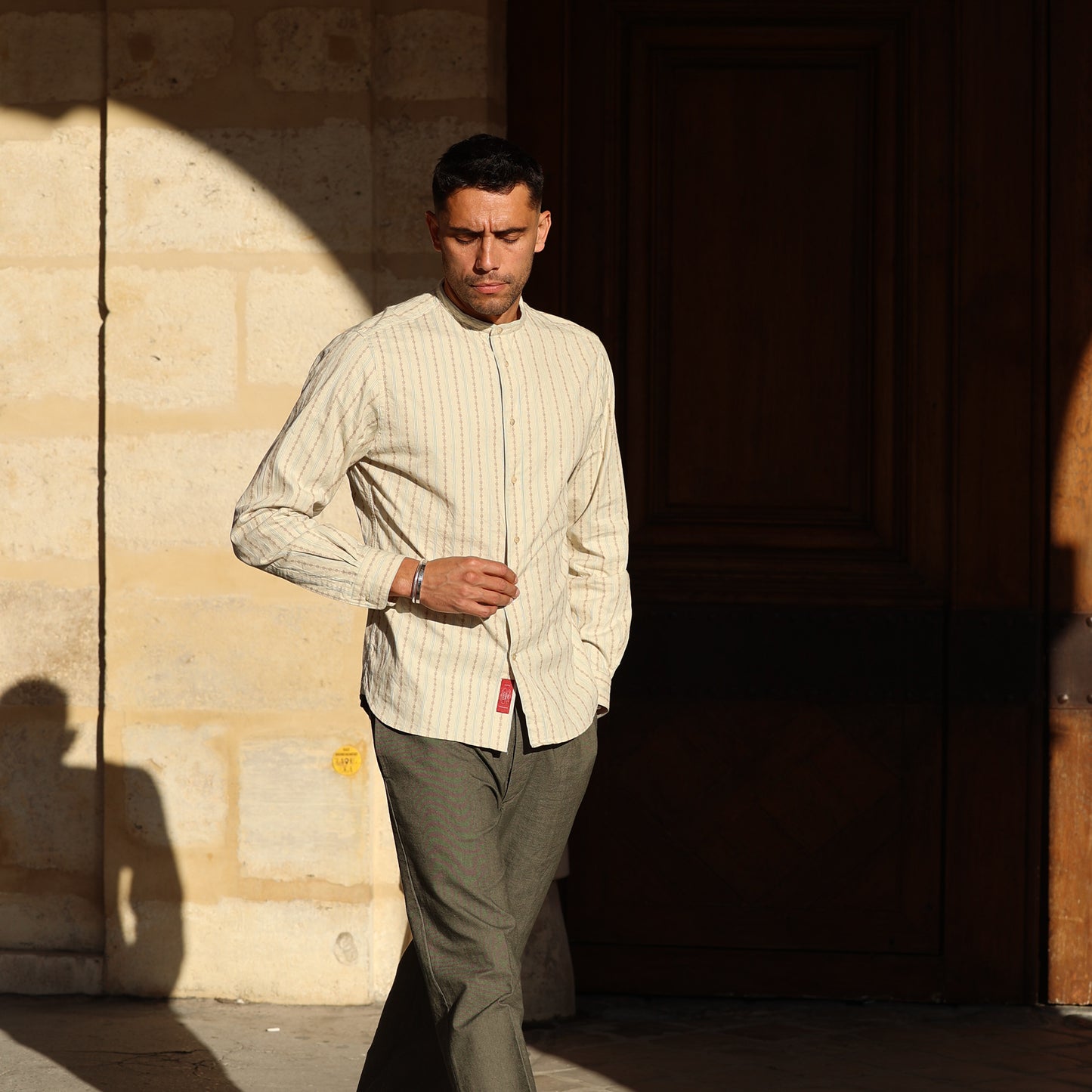 S1001 Stand-up Collar Shirt (Beige)