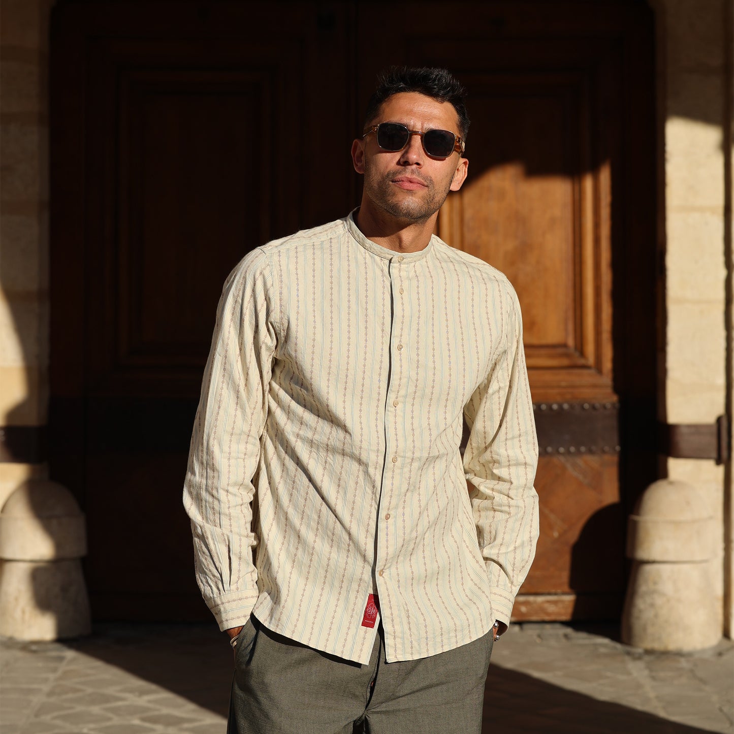 S1001 Stand-up Collar Shirt (Beige)