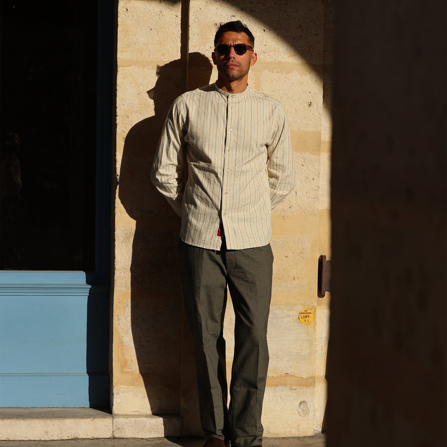 S1001 Stand-up Collar Shirt (Beige)