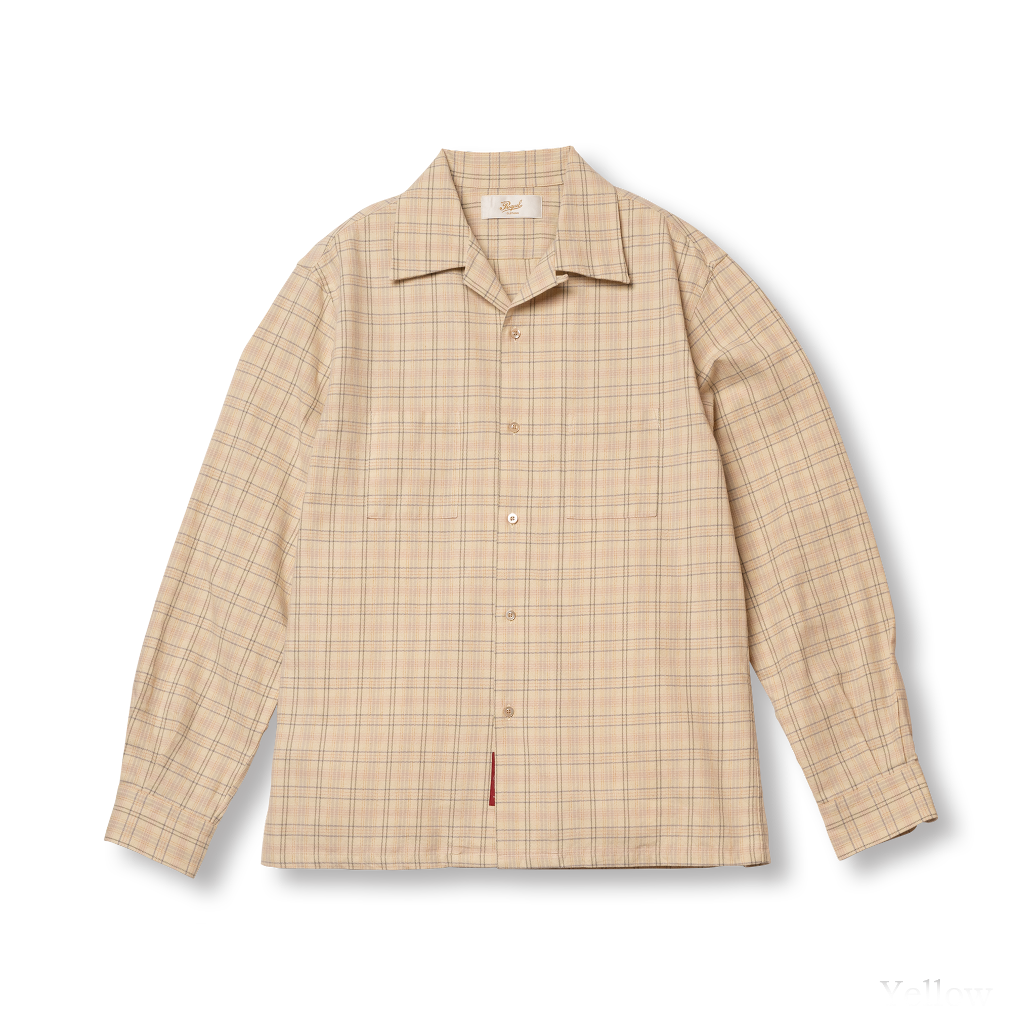 S1007 Checked Open-Collar Shirt (Yellow) チェックオープンカラー S1007 Checked Open-Collar Shirt (Yellow) チェックオープンカラー