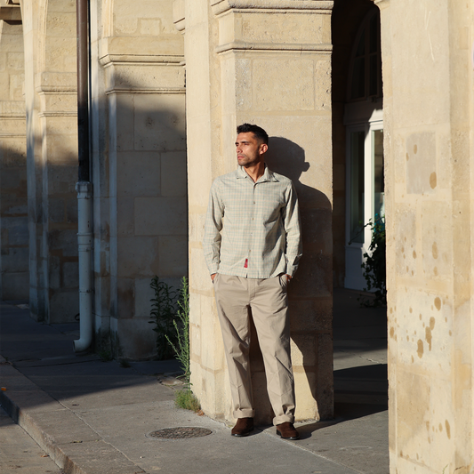 S1007 Checked Open-Collar Shirt (Yellow) チェックオープンカラーシャツ(イエロー)