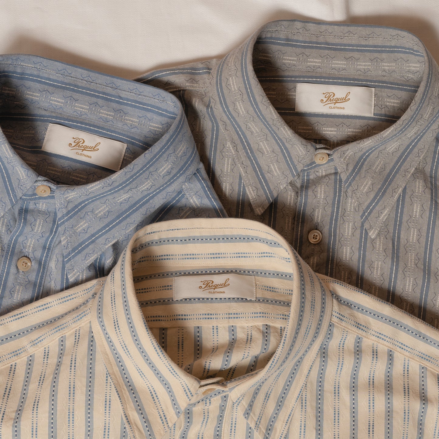 S1020 Striped Work Shirt (Beige) ストライプワークシャツ (ベージュ)