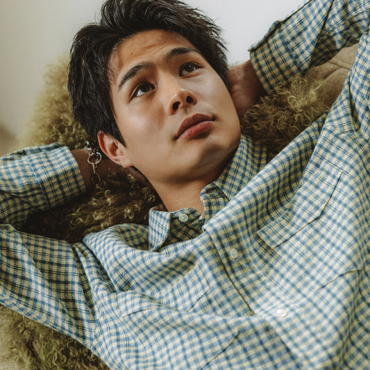 S1030 Check Shirt チェックシャツ (ブルー)