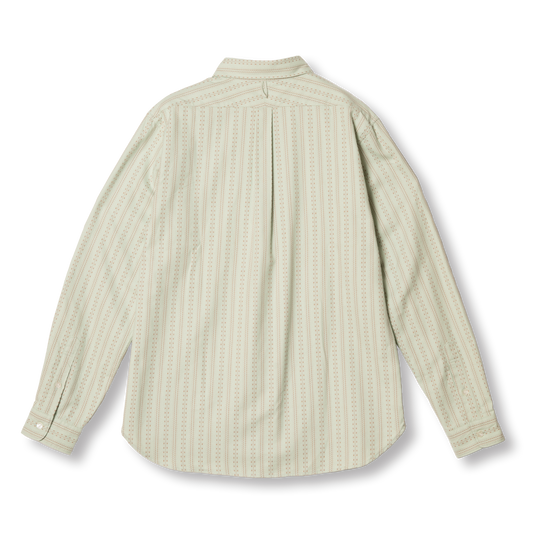 PREQUEL S1031 Striped Shirt (Green), back view.