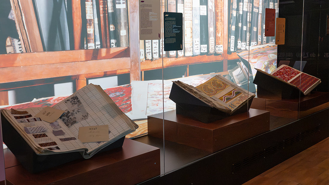 vintage fabric sample book from early 20th century