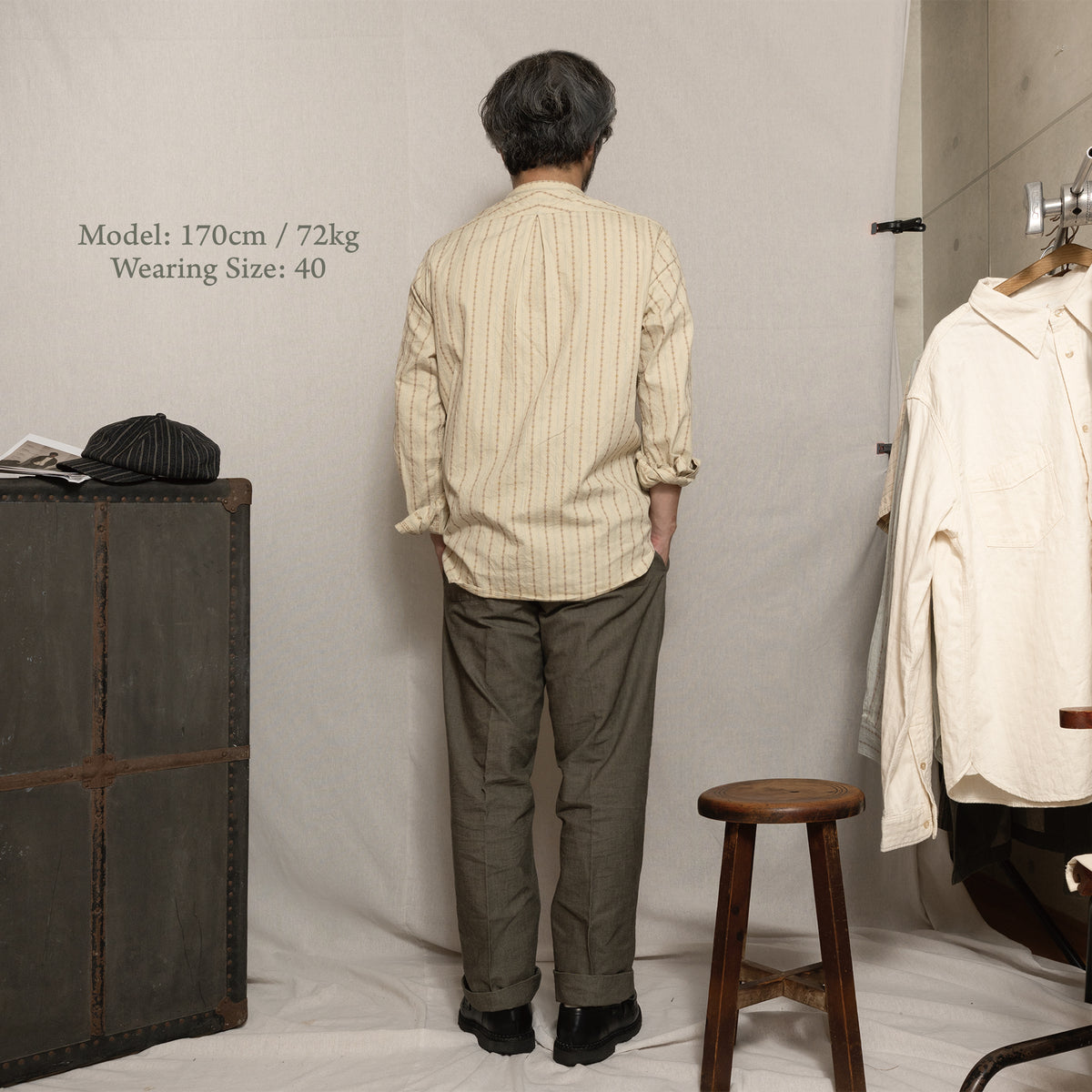 S1001 Stand-up Collar Shirt  スタンドカラーシャツ (ベージュ)