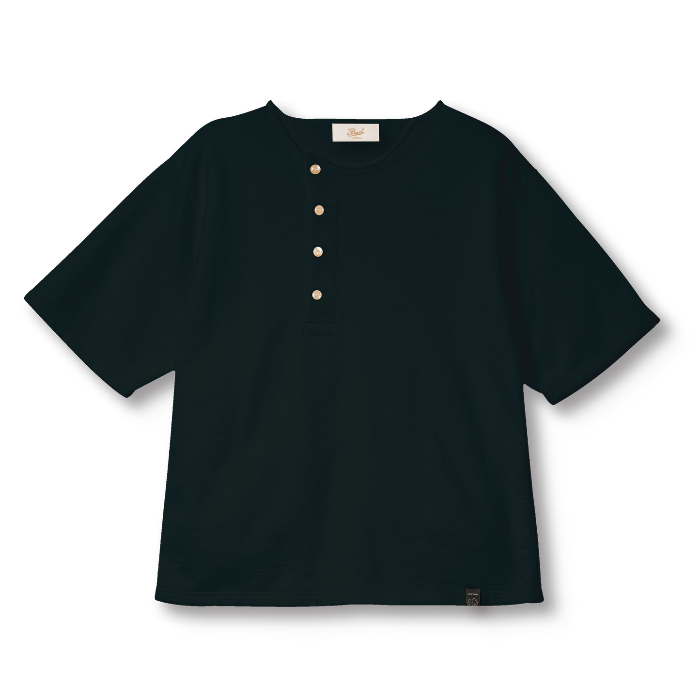C1004 Short Sleeve Henley Sweatshirt (Black)　ヘンリースウェット (ブラック)