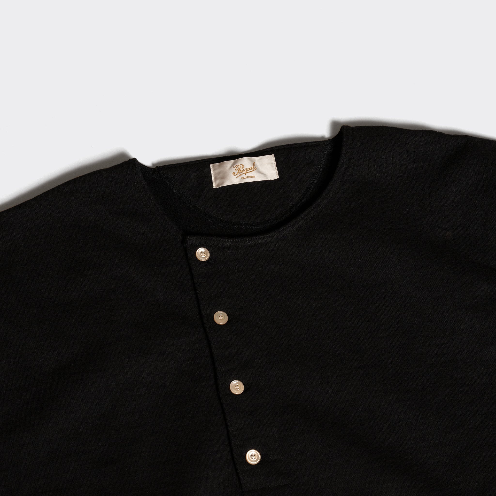 ◆プリクエル　ヘンリースウェットシャツ　（C1011）　　黒　36 長袖 C1011 Henley Sweatshirt (Black) ヘンリースウェットシャツ (ブラック