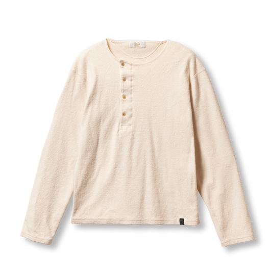 C1008 Henley Cotton Rib L/S T-Shirt (Natural)