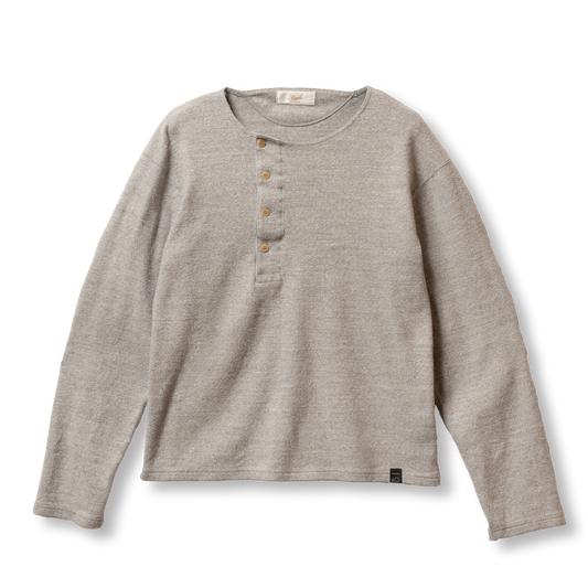 C1008 Henley Cotton Rib L/S T-Shirt (Gray)
