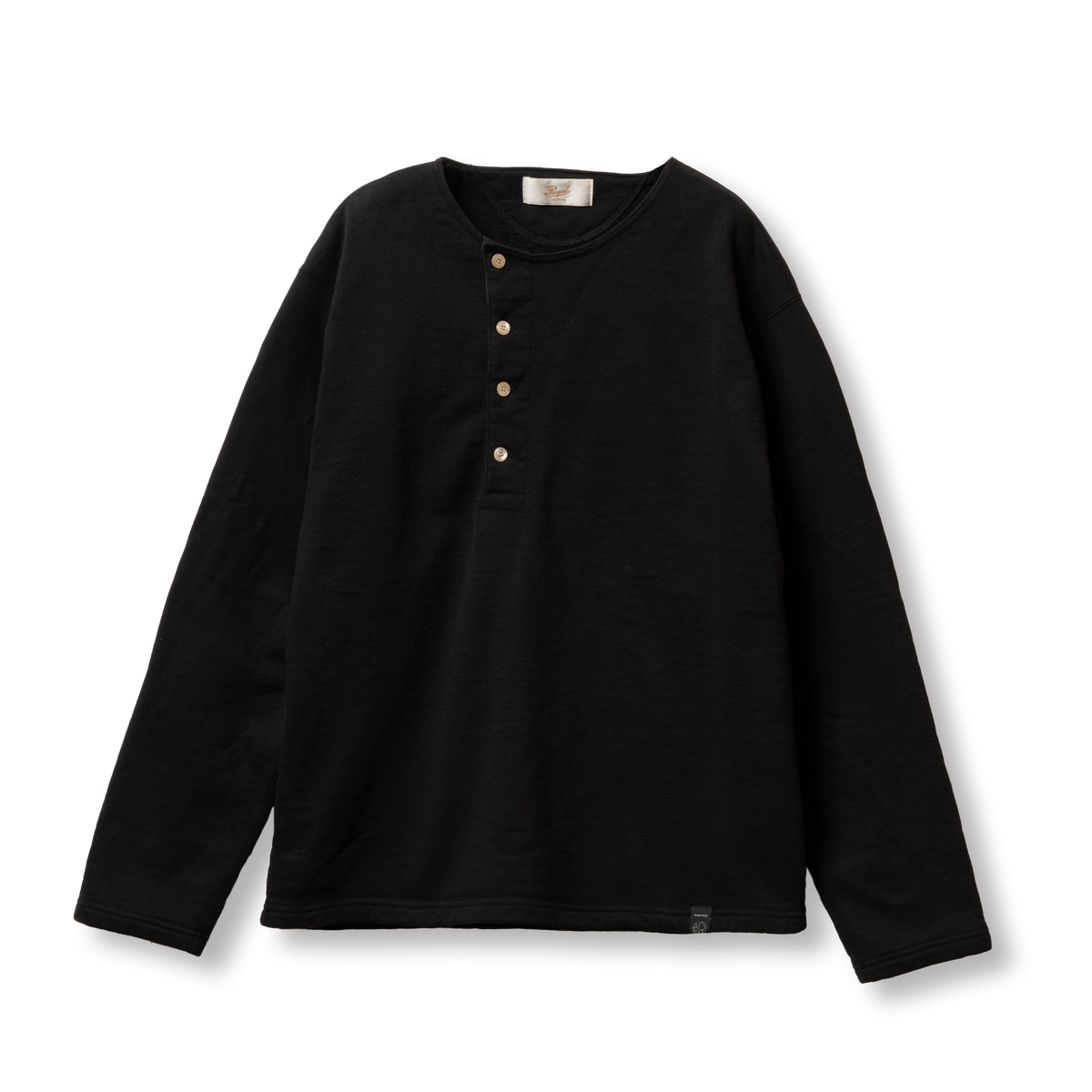 ◆プリクエル　ヘンリースウェットシャツ　（C1011）　　黒　36 長袖 C1011 Henley Sweatshirt (Black) ヘンリースウェットシャツ (ブラック