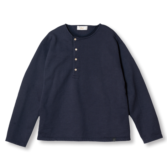 C1011 Henley Sweatshirt (Navy) ヘンリースウェットシャツ (ネイビー)
