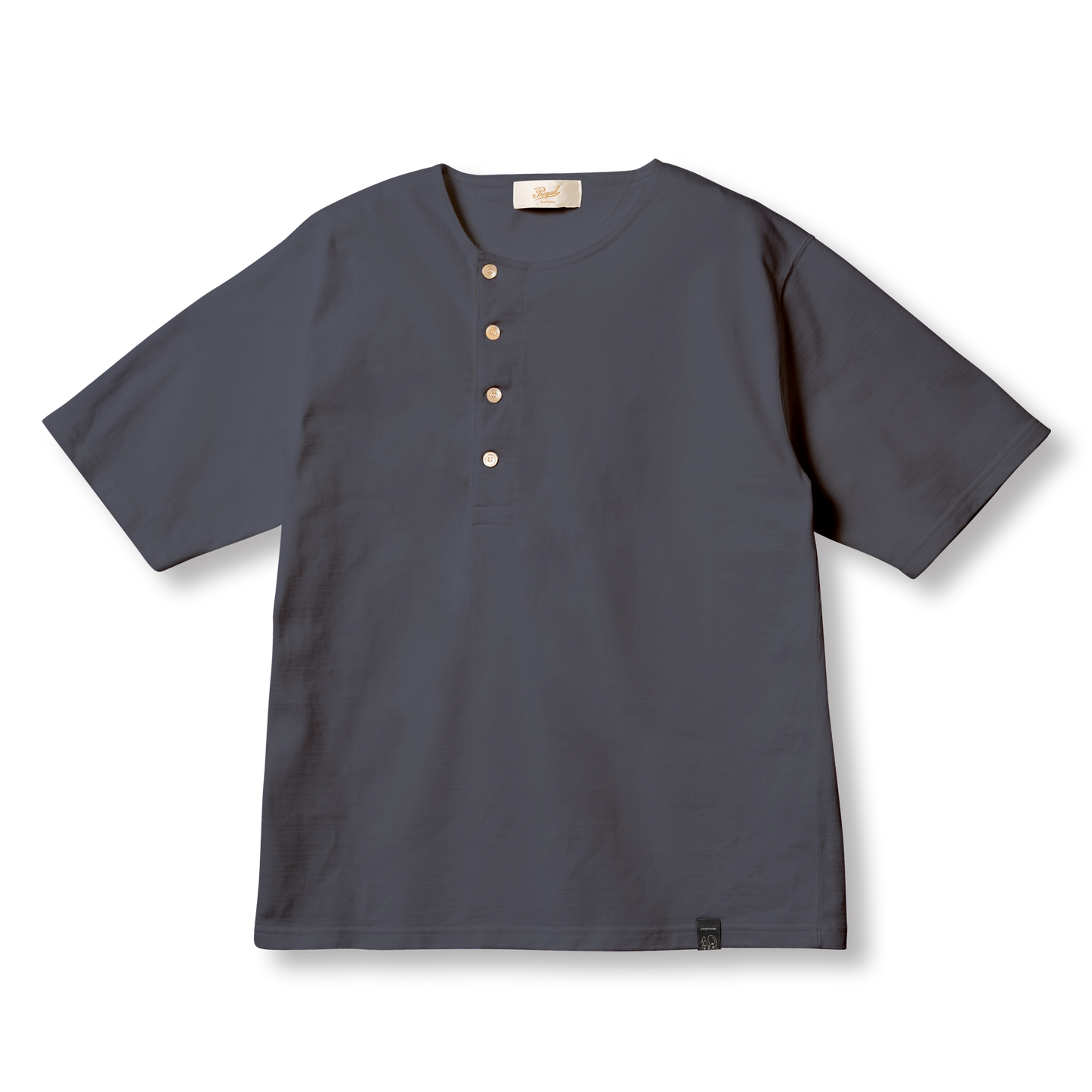 C1016 Stiff Cotton Henley T-shirt (Black)