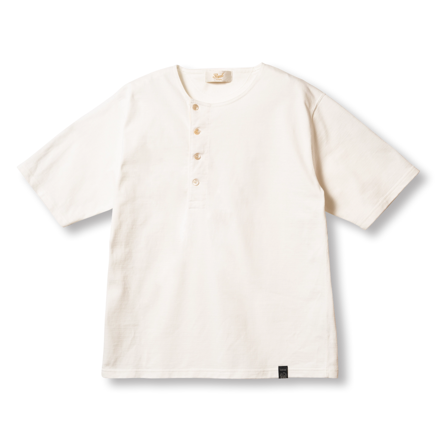 C1016 Stiff Cotton Henley T-shirt (White)