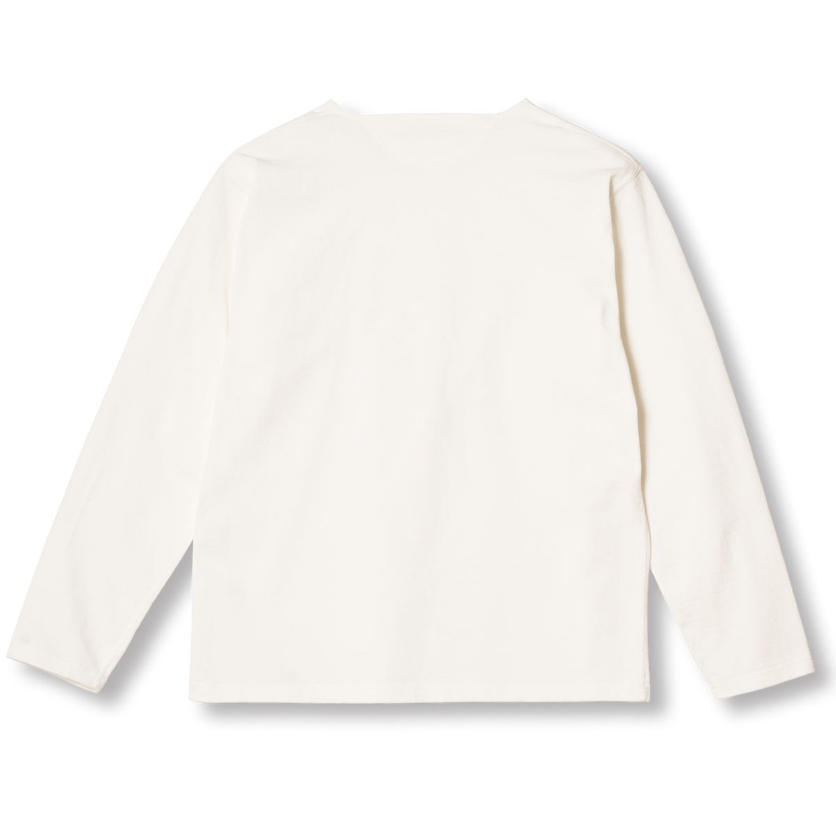 PREQUEL C1018 Stiff Cotton Long Sleeve T-shirt (White), back view.