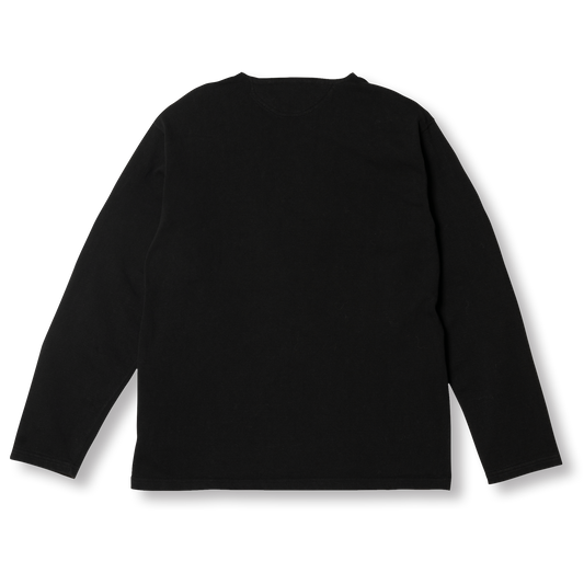 PREQUEL C1018 Stiff Cotton Long Sleeve T-shirt (Black), back view.