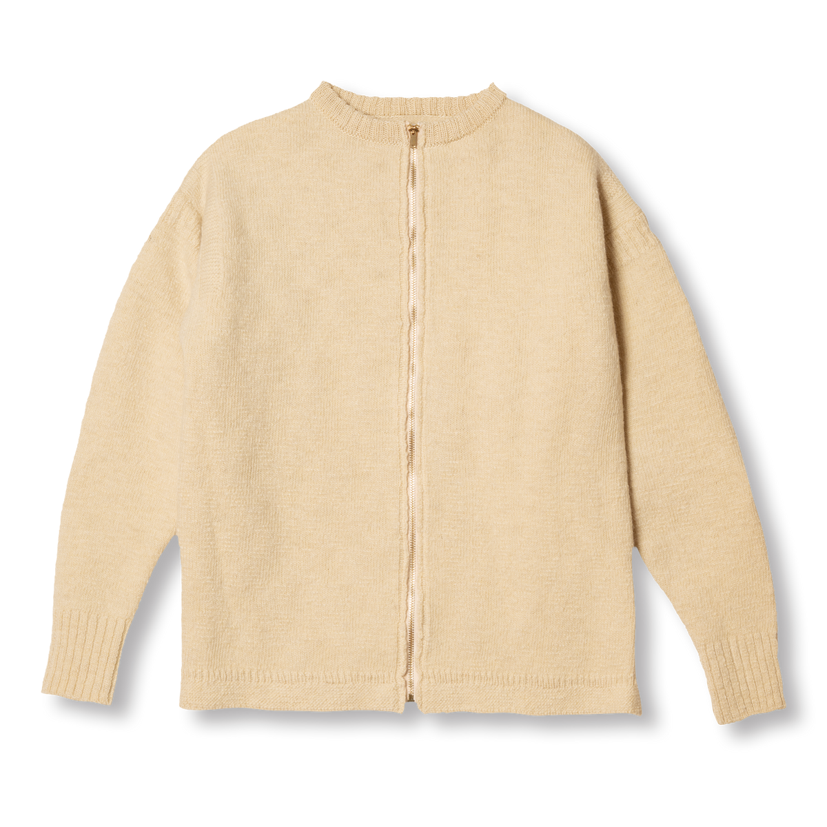 K1002 Zip Fisherman's Sweater in White, front view