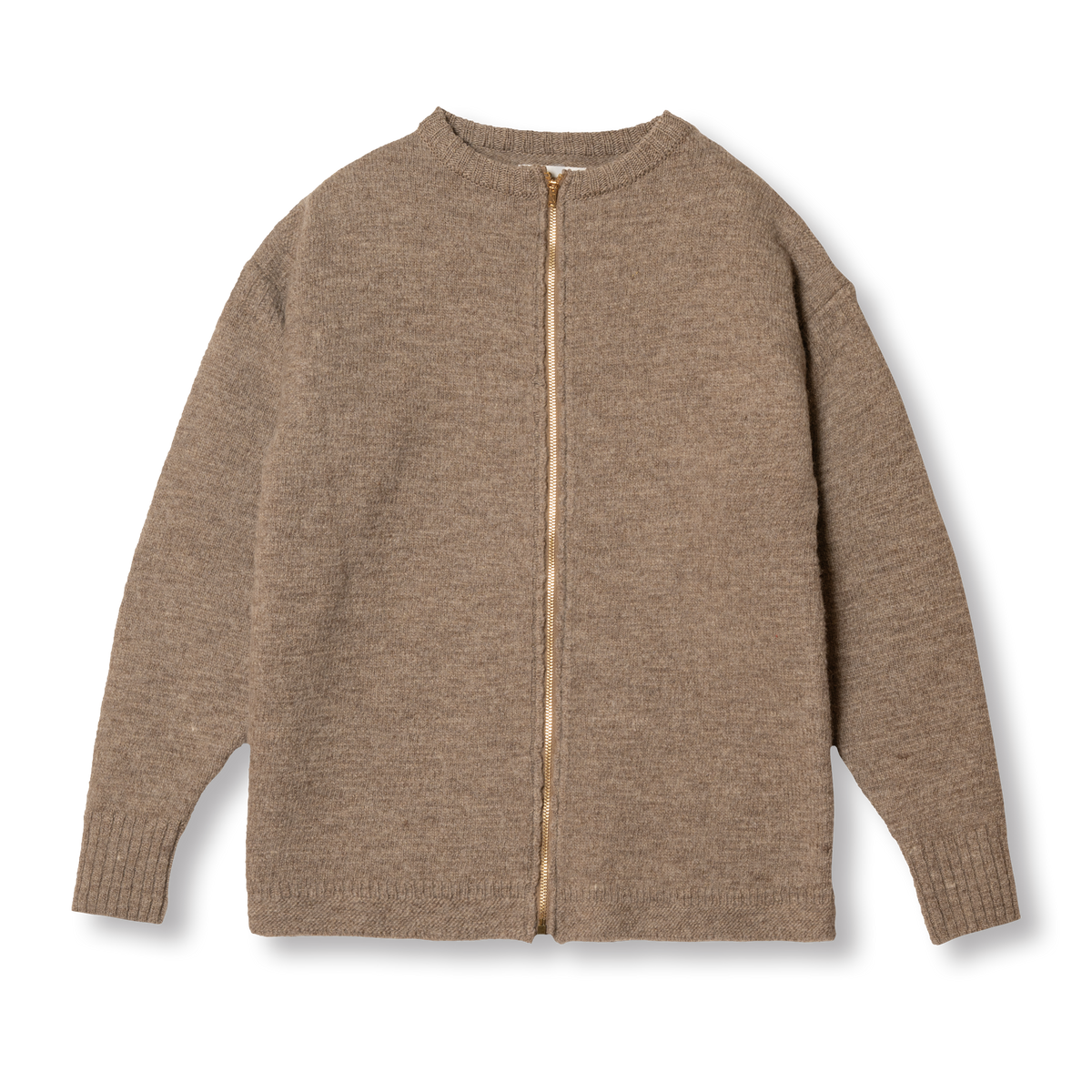K1002 Zip Fisherman's Sweater in Light Grey, front view