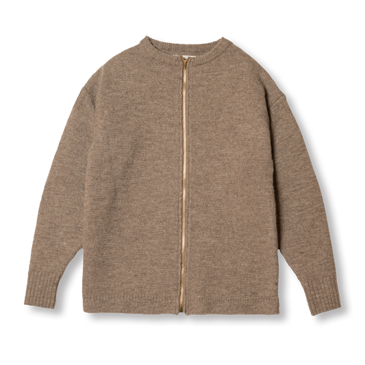 K1002 Zip Fisherman's Sweater in Light Grey, front view