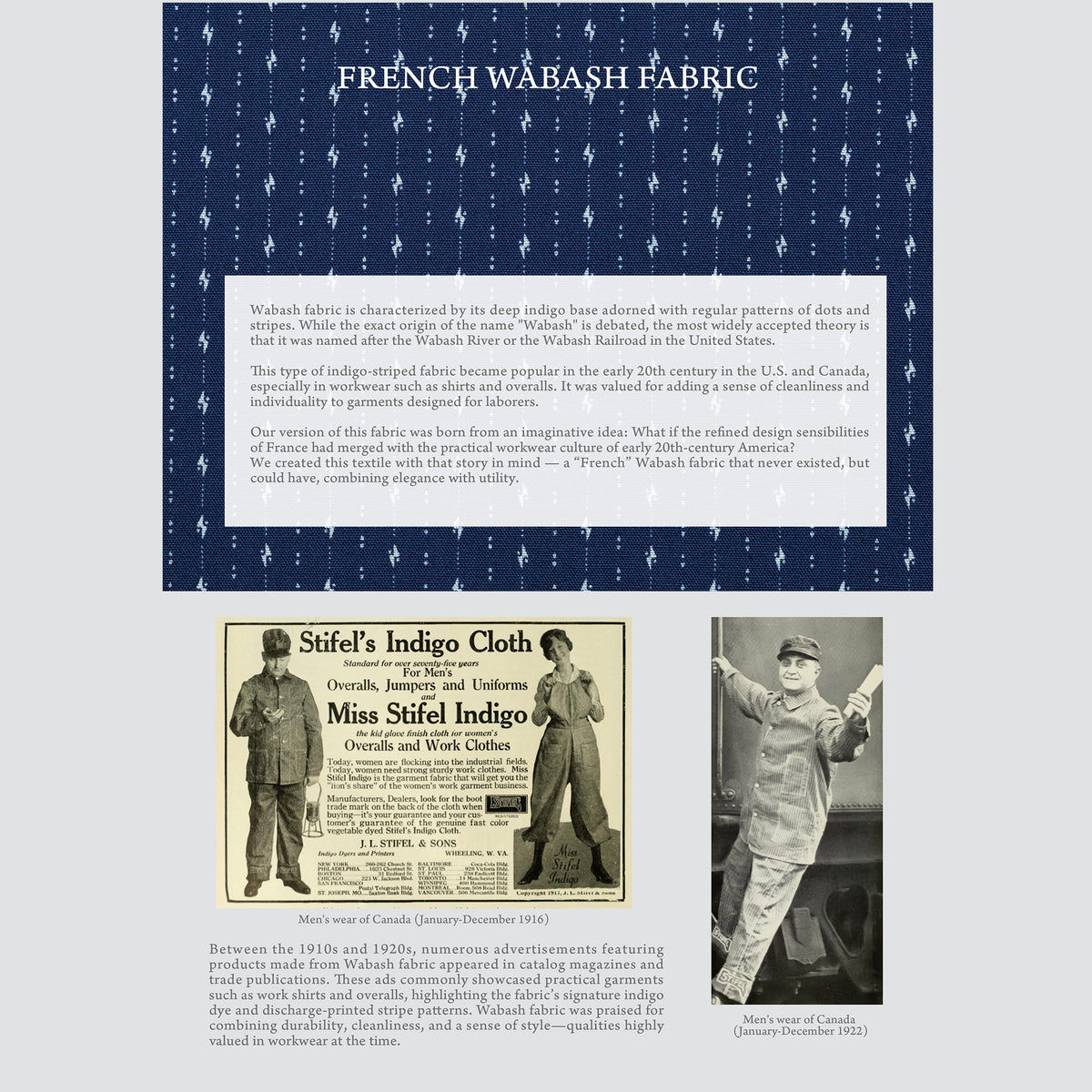 French Wabash fabric reference and historical material supplied with PREQUEL P1006.