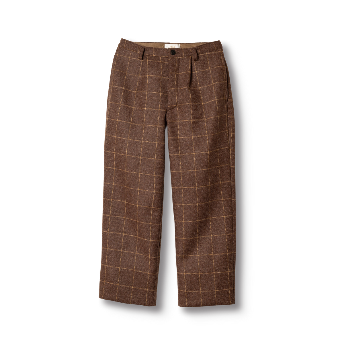 PREQUEL P1007 British Wool Trousers in brown windowpane check, front view.