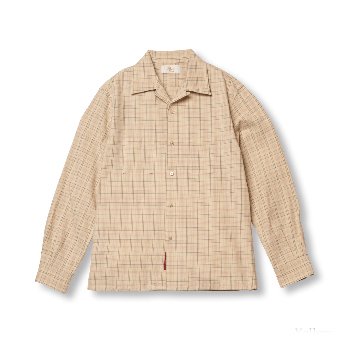 S1007 Checked Open-Collar Shirt (Yellow)　チェックオープンカラーシャツ(イエロー)