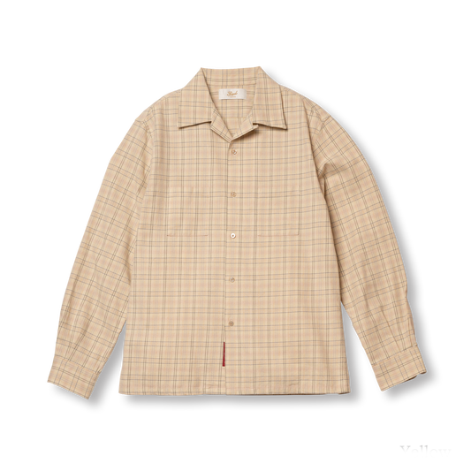 S1007 Checked Open-Collar Shirt (Yellow)　チェックオープンカラーシャツ(イエロー)