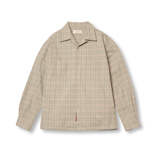 S1007 Checked Open-Collar Shirt (Green)　チェックオープンカラーシャツ(グリーン)