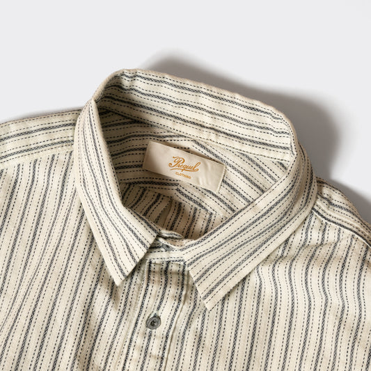 S1010 Classic Stripe Work Shirt (Beige)