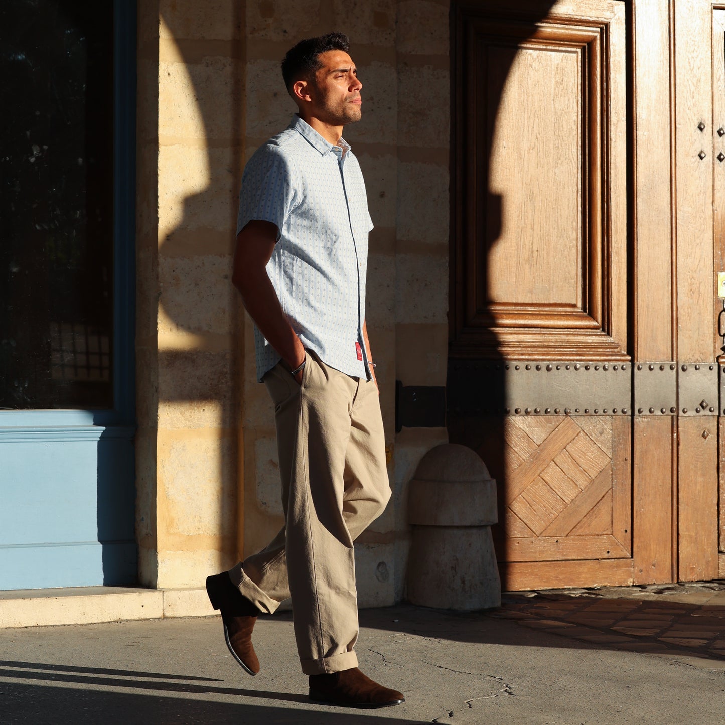 S1011 Mini Collar Shirt (Blue)　ミニカラーシャツ(ブルー)