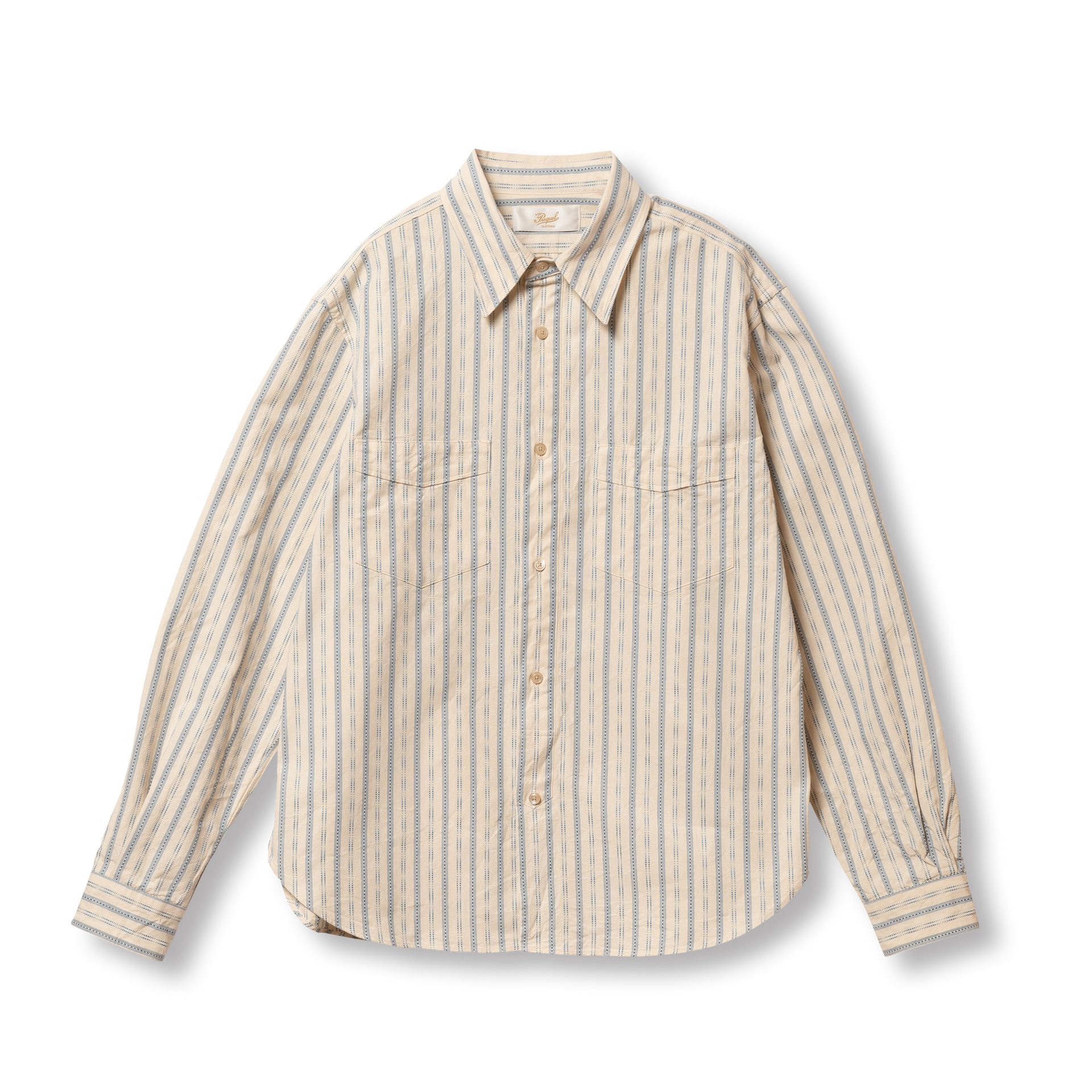 S1020 Striped Work Shirt (Beige) ストライプワークシャツ (ベージュ