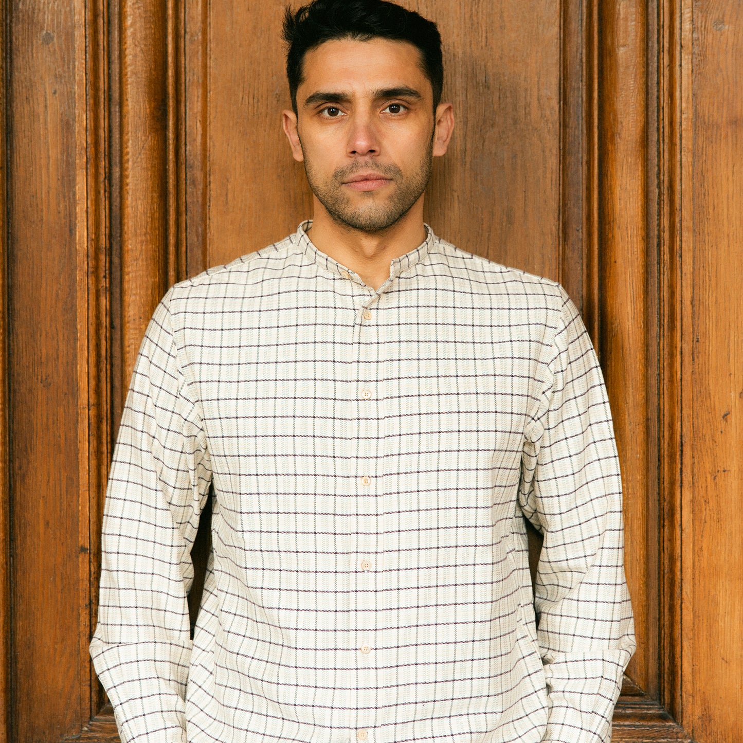 S1018 Stand-up Collar Shirt (Beige) スタンドアップカラーシャツ (ベージュ)