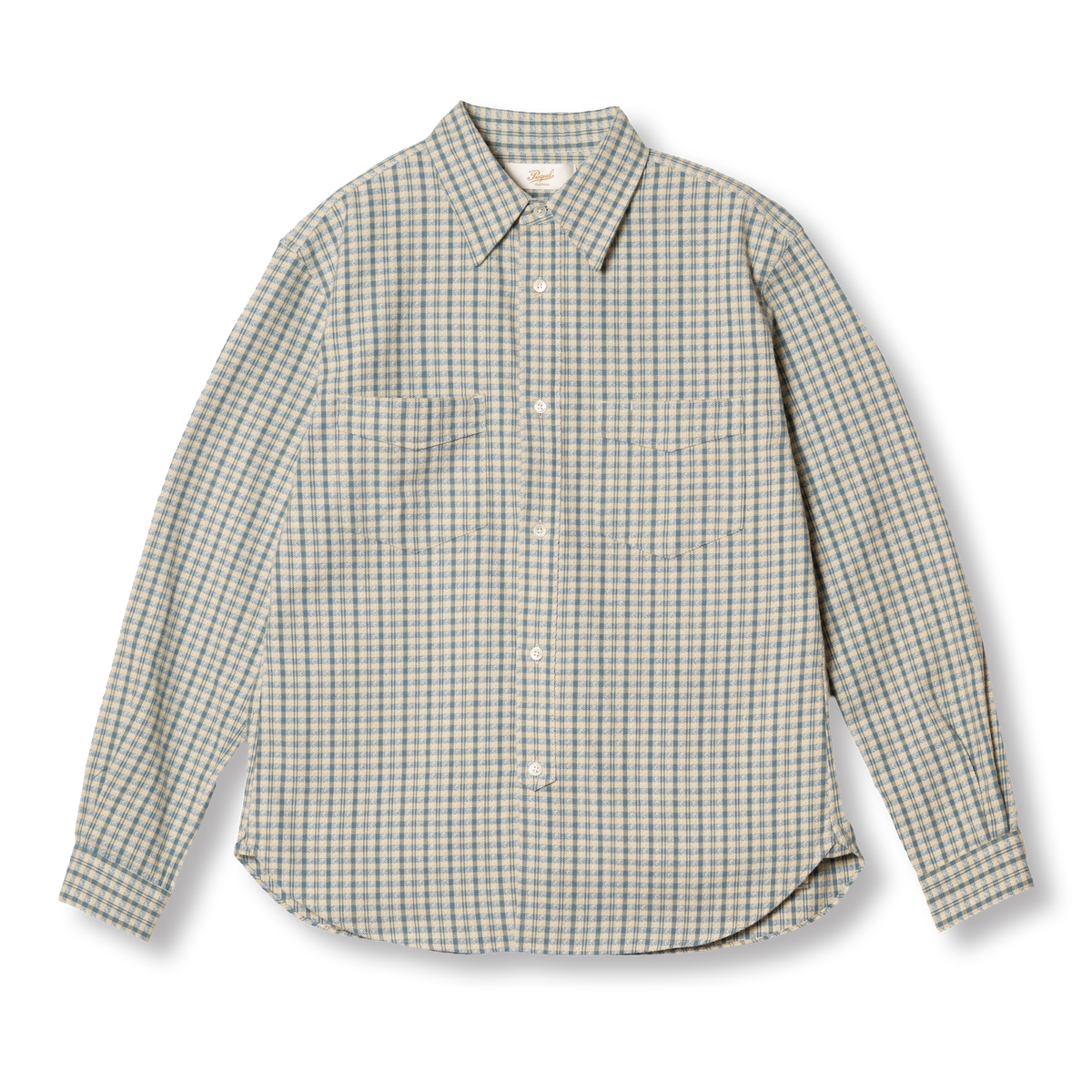 S1030 Check Shirt in Yellow - front view. イエローのチェックシャツ、前面。