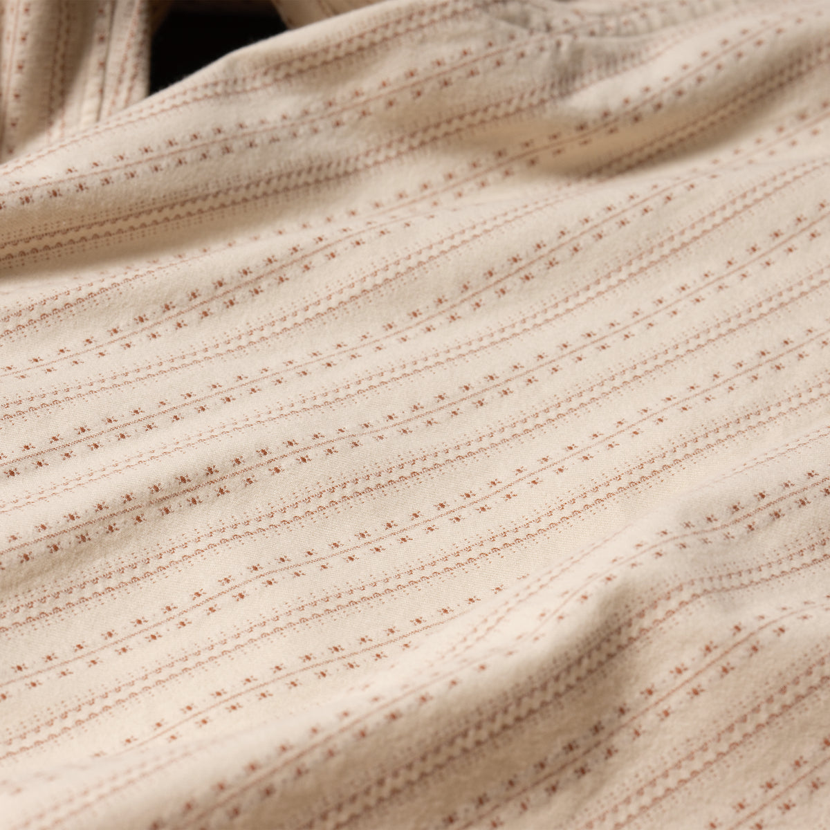 PREQUEL S1031 Striped Shirt (Beige), close-up of the dobby stripe fabric.