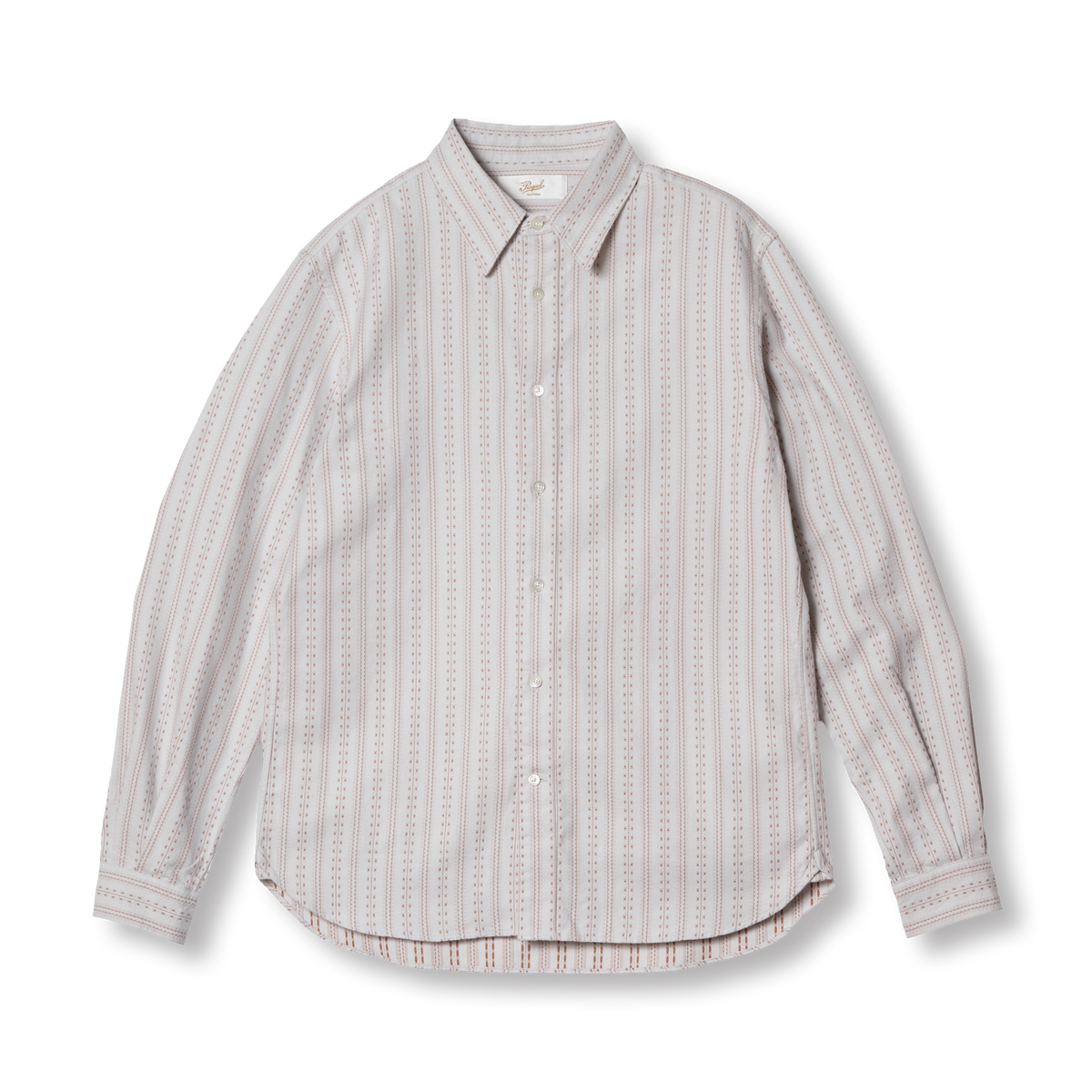PREQUEL S1031 Striped Shirt (Blue), front view showing the standard collar, dobby stripes and curved hem.