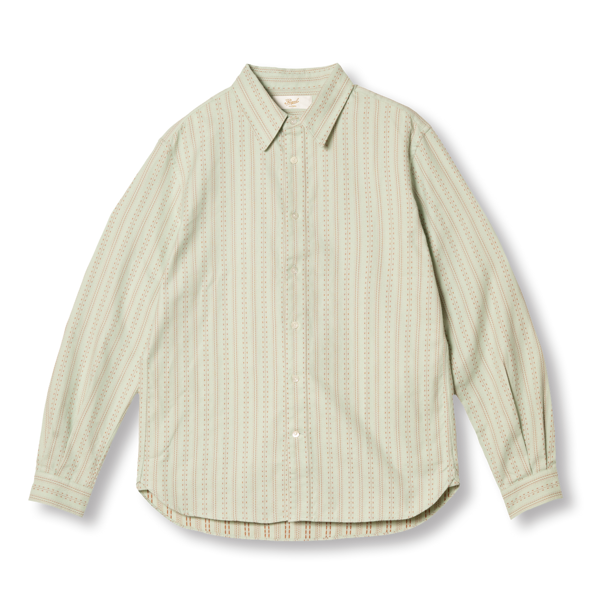 PREQUEL S1031 Striped Shirt (Green), front view.