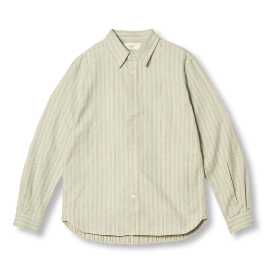 PREQUEL S1031 Striped Shirt (Green), front view.
