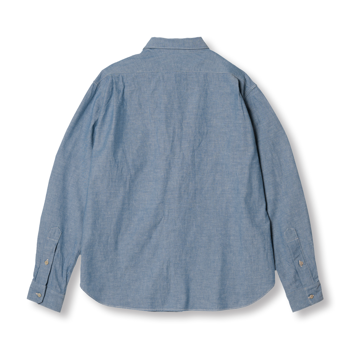 S1033 Archive Button Work Shirt in Indigo, back view.